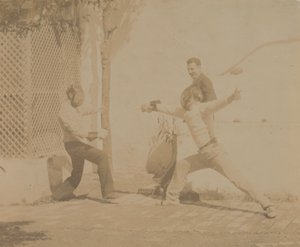 Edmund Quinn esgrimiendo, 1880s