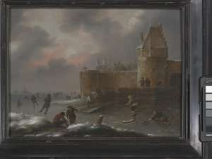 Paisaje invernal con patinadores, hacia 1660 (óleo sobre madera) de Claes (1630 76) Molenaer