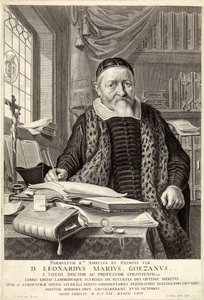 D. Leonardus Marius Goezanus, pub. grabado de 1654 de Claes Corneliszoon Moeyaert