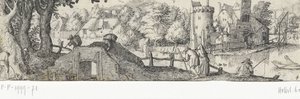 vista de un castillo Profesiones y rostros en Ámsterdam y sus alrededores (título de la serie) de Claes Jansz. Visscher (II) (attributed to)