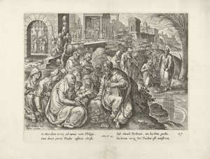 Pablo convierte a las mujeres de Filipos Hechos de los Apóstoles (título de la serie) Acta Apostolorum (título de la serie) de Claes Jansz. Visscher (II) (attributed to workshop of)