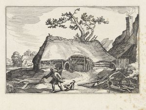 Perro ladrador en una granja
Paisajes con granjas (título de la serie) de Claes Jansz. Visscher (II)