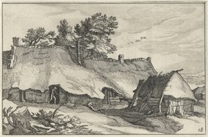 Granja y pequeño granero Paisajes con fincas (título de la serie) de Claes Jansz. Visscher (II)