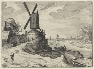 Molino cerca de un río
Paisajes holandeses (título de la serie)
Amaeniores Aliquot Regiunculae (título de la serie en el objeto) de Claes Jansz. Visscher (II)