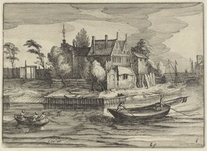 Balancines en una finca
Paisajes holandeses (título de la serie)
Amaeniores Aliquot Regiunculae (título de la serie en el objeto) de Claes Jansz. Visscher (II)