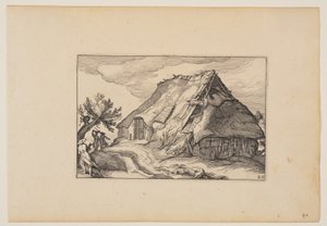 Un granero, de Paisajes (Verscheyden aerdige Lanthuysen...) de Claes Jansz. Visscher