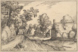 Un camino de pueblo, placa 7 de Regiunculae et Villae Aliquot Ducatus Brabantiae, ca. 1610 de Claes Jansz Visscher
