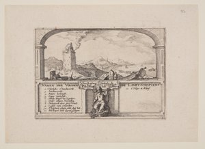 Faro en Zandvoort, desde las vistas de los alrededores de Haarlem (Plaisante Plaetsen) de Claes Jansz. Visscher