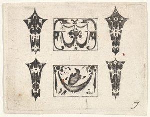 Grabado en negro con dos paneles horizontales y cuatro biseles, ca. 1620