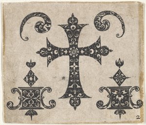 Impresión en Blackwork con una Cruz Latina y Pequeños Motivos, ca. 1620 de Claes Jansz Visscher