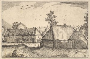 Grandes cobertizos, placa 21 de Regiunculae et Villae Aliquot Ducatus Brabantiae, ca. 1610 de Claes Jansz Visscher