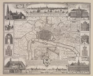 Plano de Amberes con perspectiva de la ciudad y los edificios más importantes