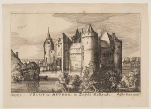El castillo de Muiden (al revés), de Cuatro castillos en Holanda y Utrecht de Claes Jansz. Visscher
