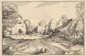 La posada del cisne, lámina 6 de Regiunculae et Villae Aliquot Ducatus Brabantiae, ca. 1610 de Claes Jansz Visscher
