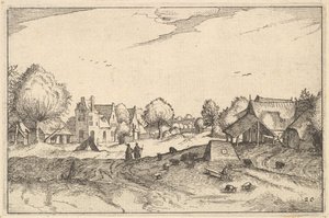 Camino del Pueblo, placa 20 de Regiunculae et Villae Aliquot Ducatus Brabantiae, ca. 1610 de Claes Jansz Visscher