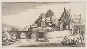 Entrada de una ciudad, de Paisajes (Playsante Lantschappen) de Claes Jansz. Visscher II
