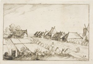 Fields and a Road, lámina 24 después de Cuadros de granjas, casas de campo y aldeas rústicas (Praediorum villarum et rusticarum casularum icones) de Claes Jansz. Visscher II