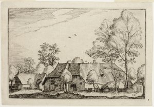 Granja grande, lámina diez después de Cuadros de granjas, casas de campo y aldeas rústicas (Praediorum villarum et rusticarum casularum icones) de Claes Jansz. Visscher II