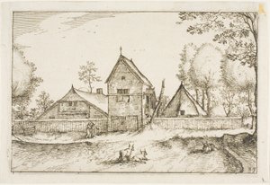 Granja grande amurallada, lámina 23 después de Cuadros de granjas, casas de campo y aldeas rústicas (Praediorum villarum et rusticarum casularum icones) de Claes Jansz. Visscher II