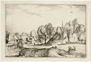 Road into a Village, plate nineteen after Pictures of Farms, Country Houses and Rustic Villages (Praediorum villarum et rusticarum casularum icones) de Claes Jansz. Visscher II