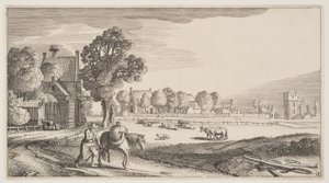 Caminos a lo largo de un prado, de Paisajes (Playsante Lantschappen) de Claes Jansz. Visscher II