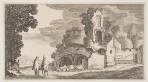 Ruinas a lo largo de una carretera, de Paisajes (Playsante Lantschappen) de Claes Jansz. Visscher II