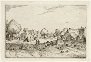 Village Road, lámina veinte después de Cuadros de granjas, casas de campo y aldeas rústicas (Praediorum villarum et rusticarum casularum icones)