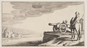 Torre de vigilancia sobre un río, de Paisajes (Playsante Lantschappen) de Claes Jansz. Visscher II