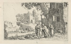 Tobias y el ángel se despiden de Tobit y Anna Historia de Tobías (título de la serie) de Claes Moeyaert