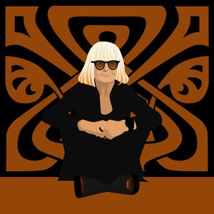retrato de Barbara Hulanicki, diseñadora de moda, fundadora de Biba, diseñadora de interiores e ilustradora