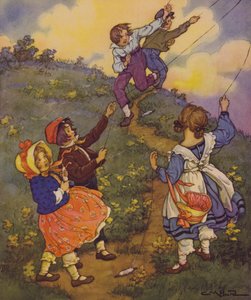 El jardín de los versos de un niño: El viento (litografía en color)