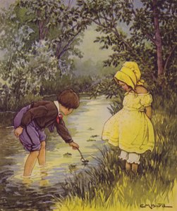 Un jardín de versos para niños: ¿Dónde van los barcos? (litografía en color) de Clara Miller Burd