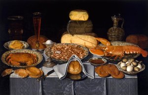 Naturaleza muerta con cangrejo, camarones y langosta de Charlotte Evans