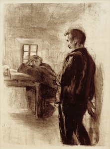 Hombre y monje en una celda de Clara Siewert