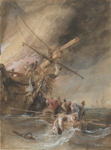 Incendio en el mar, 1820-46 de Clarkson Stanfield