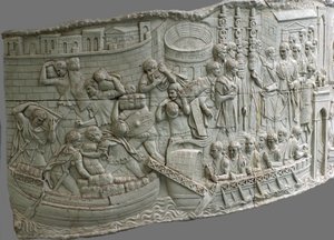 Las galeras romanas. Detalle del relieve de la Columna de Trajano, siglo I-II de Classical Antiquities