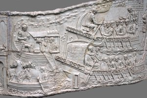 Las galeras romanas. Detalle del relieve de la Columna de Trajano, siglo I-II de Classical Antiquities