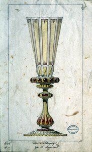 Decoración para copas de champán, dibujo en acuarela, Claude-Aymé Chenavard de Claude Amie Chenavard