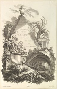 Frontispicio para la Tumba de Boyle, Locke y Sydenham, ca. 1736