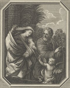 La huida a Egipto, la sagrada familia caminando con el joven Juan el Bautista, ca. 1720-86 de Claude Augustin Duflos