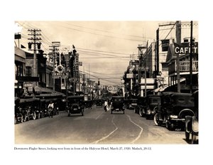 Calle Flagler, mirando al oeste desde frente al Hotel Halcyon, 27 de marzo de 1920 de Claude C. Matlack