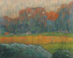Paisaje con figura y casas, c. 1891 (pastel) de Claude Emile Schuffenecker