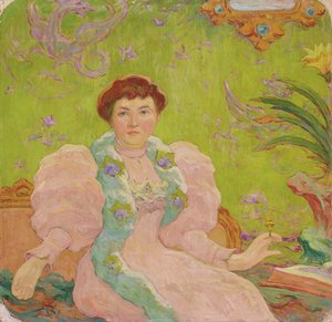 Joven Mujer con Vestido Rosa de Claude Emile Schuffenecker