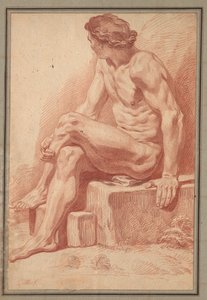 Desnudo masculino sentado, 1693-1695 de Claude Gillot