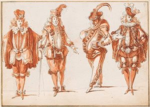 Cuatro figuras de disfraces de Claude Gillot