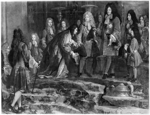 El Dogo de Génova ofreciendo sus disculpas a Luis XIV el 15 de mayo de 1685, 1715 (detalle) de Claude Guy Halle