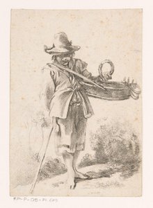 Vendedor de panadería joven en un paisaje de Claude Henri Watelet