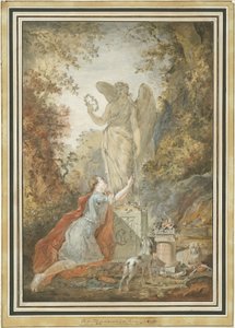 Un Artista Adorando una Estatua de la Virtud de Claude Jean Baptiste Hoin
