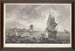 Grabados de acero franceses de Claude Joseph (after) Vernet
