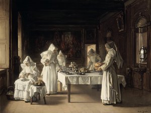Cena en el Hospicio de Beaune, Francia de Claude Joseph Bail